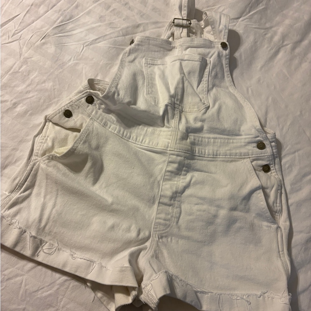 Hollister Women's White Denim Overalls